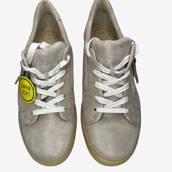 Paul Green Super Soft Leather Sneakers UK 7 ≈ US 9.5 Beige Metallic Suede - Picture 7 of 12